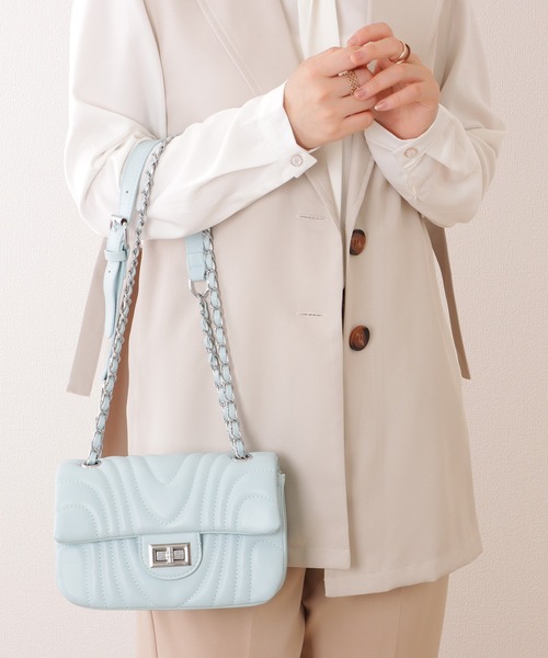 Lace Ladies(レースレディース)の「ウエーブ ステッチ キルティング チェーン ショルダー バッグ(ショルダーバッグ・レディース・ブルー/ブラック/ミント/ホワイト・FREE)」の10枚目の写真