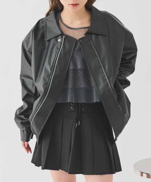 paravion（パラビオン）の「フェイクレザーブルゾン（ブルゾン・レディース・ブラック/ブラウン・FREE）」の4枚目の写真