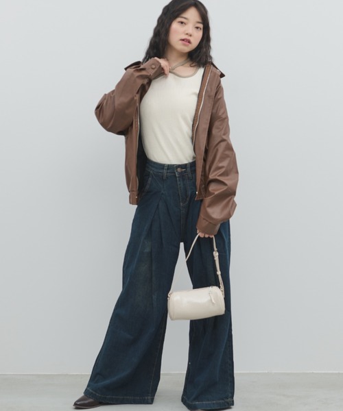 paravion（パラビオン）の「フェイクレザーブルゾン（ブルゾン・レディース・ブラック/ブラウン・FREE）」の9枚目の写真