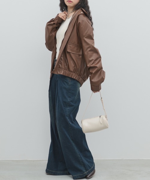 paravion（パラビオン）の「フェイクレザーブルゾン（ブルゾン・レディース・ブラック/ブラウン・FREE）」の8枚目の写真