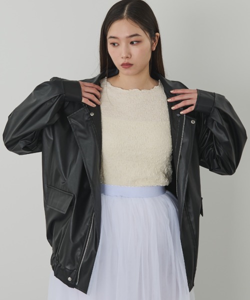 paravion（パラビオン）の「フェイクレザーブルゾン（ブルゾン・レディース・ブラック/ブラウン・FREE）」の11枚目の写真