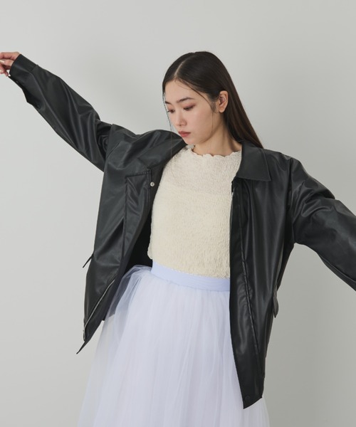 paravion（パラビオン）の「フェイクレザーブルゾン（ブルゾン・レディース・ブラック/ブラウン・FREE）」の3枚目の写真