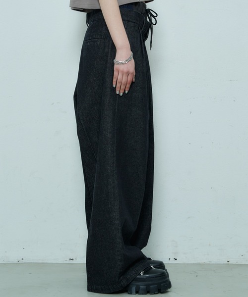 AIVER（アイバー）の「AIVER　レイヤードバギーデニムスラックス（デニムパンツ・メンズ・ブラック/グレー・SMALL/MEDIUM/LARGE）」の7枚目の写真