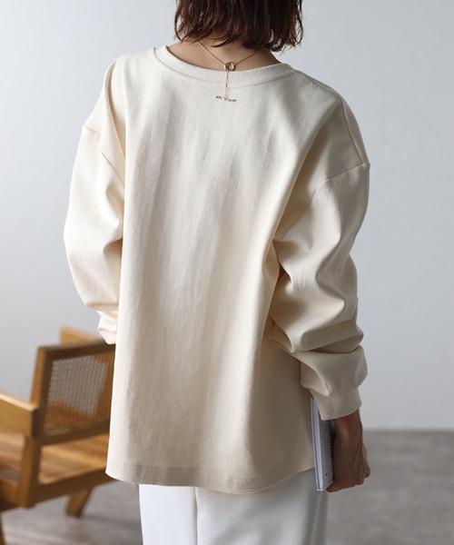 Bonjour Sagan（ボンジュールサガン）の「配色キーネックコクーンロンT（Tシャツ/カットソー・レディース・ネイビー/ライトグレー/アイボリー・FREE）」の7枚目の写真