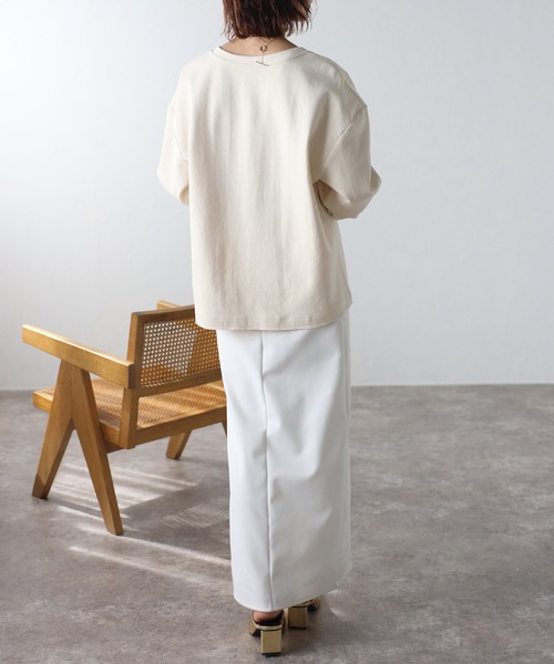 Bonjour Sagan（ボンジュールサガン）の「配色キーネックコクーンロンT（Tシャツ/カットソー・レディース・ネイビー/ライトグレー/アイボリー・FREE）」の8枚目の写真