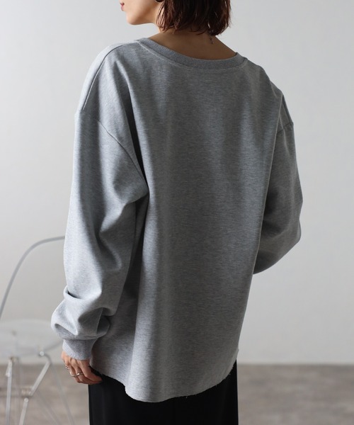 Bonjour Sagan（ボンジュールサガン）の「配色キーネックコクーンロンT（Tシャツ/カットソー・レディース・ネイビー/ライトグレー/アイボリー・FREE）」の14枚目の写真