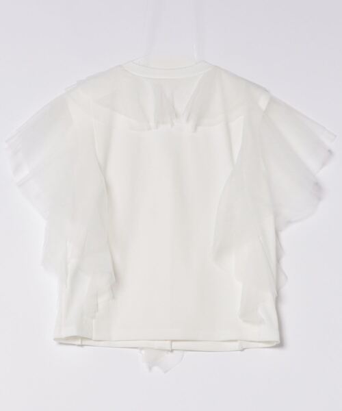 PICCIN（ピッチン）の「【WEB限定】チュールラッフルフリルノースリーブ（Tシャツ/カットソー・レディース・ブラック/オフホワイト・M）」の3枚目の写真