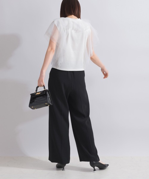 PICCIN（ピッチン）の「【WEB限定】チュールラッフルフリルノースリーブ（Tシャツ/カットソー・レディース・ブラック/オフホワイト・M）」の10枚目の写真