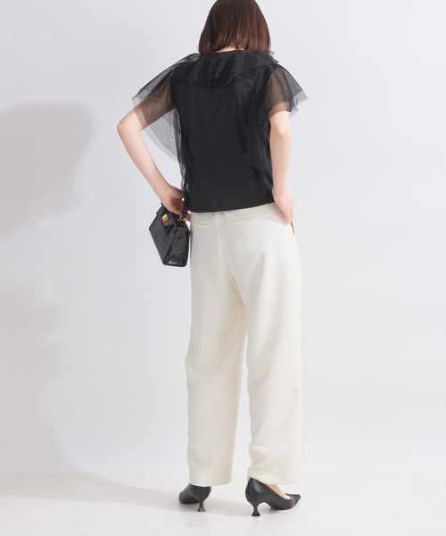 PICCIN（ピッチン）の「【WEB限定】チュールラッフルフリルノースリーブ（Tシャツ/カットソー・レディース・ブラック/オフホワイト・M）」の17枚目の写真