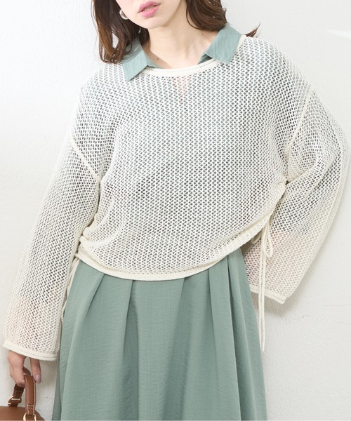 natural couture(ナチュラルクチュール)の「メッシュサイドドロストプルオーバー(Tシャツ/カットソー・レディース・ナチュラル/ブルー/グレイッシュベージュ/ブラック・FREE)」の12枚目の写真