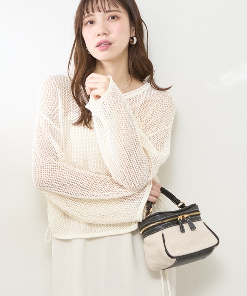 natural couture(ナチュラルクチュール)の「メッシュサイドドロストプルオーバー(Tシャツ/カットソー・レディース・ナチュラル/ブルー/グレイッシュベージュ/ブラック・FREE)」の9枚目の写真