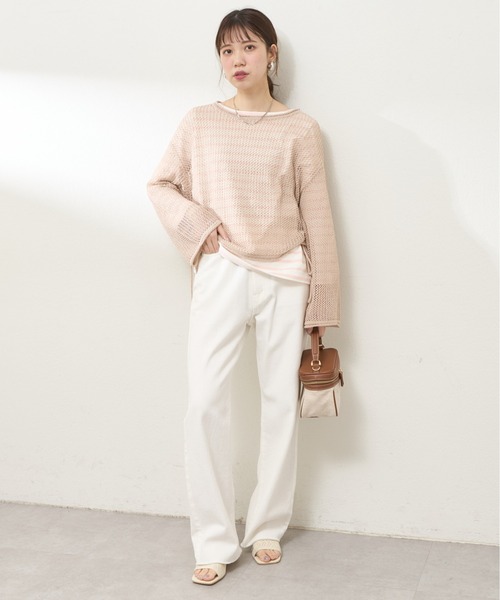 natural couture(ナチュラルクチュール)の「メッシュサイドドロストプルオーバー(Tシャツ/カットソー・レディース・ナチュラル/ブルー/グレイッシュベージュ/ブラック・FREE)」の18枚目の写真