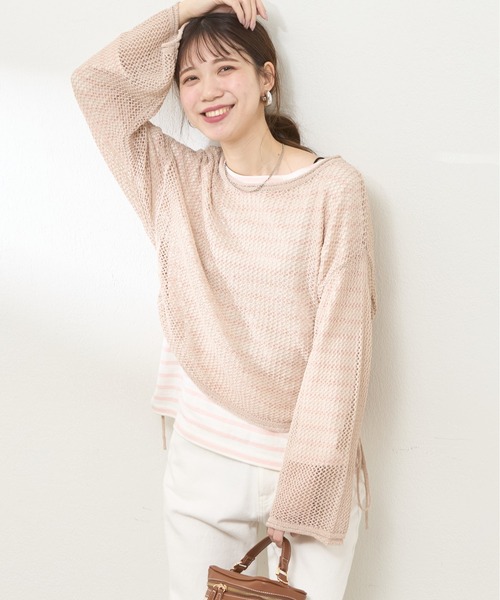 natural couture(ナチュラルクチュール)の「メッシュサイドドロストプルオーバー(Tシャツ/カットソー・レディース・ナチュラル/ブルー/グレイッシュベージュ/ブラック・FREE)」の16枚目の写真