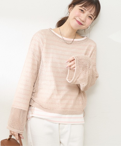 natural couture(ナチュラルクチュール)の「メッシュサイドドロストプルオーバー(Tシャツ/カットソー・レディース・ナチュラル/ブルー/グレイッシュベージュ/ブラック・FREE)」の17枚目の写真