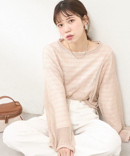 natural couture(ナチュラルクチュール)の「メッシュサイドドロストプルオーバー(Tシャツ/カットソー・レディース・ナチュラル/ブルー/グレイッシュベージュ/ブラック・FREE)」の15枚目の写真
