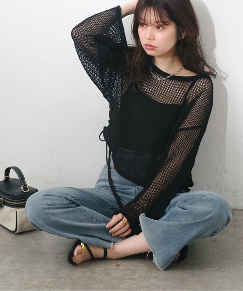 natural couture(ナチュラルクチュール)の「メッシュサイドドロストプルオーバー(Tシャツ/カットソー・レディース・ナチュラル/ブルー/グレイッシュベージュ/ブラック・FREE)」の22枚目の写真