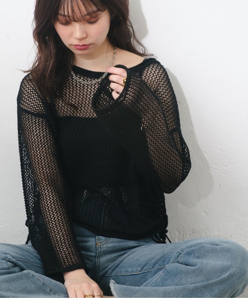 natural couture(ナチュラルクチュール)の「メッシュサイドドロストプルオーバー(Tシャツ/カットソー・レディース・ナチュラル/ブルー/グレイッシュベージュ/ブラック・FREE)」の21枚目の写真