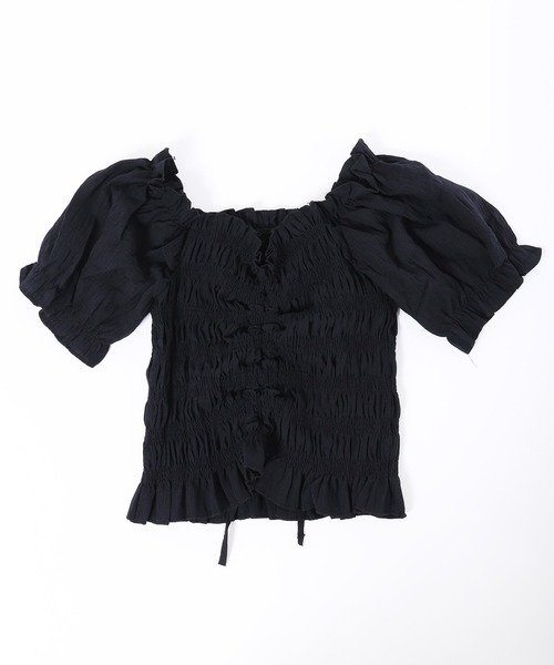 PHILLY（フィリー）の「【PHILLY】シャーリングフリルブラウス（シャツ/ブラウス・レディース・ブラック/ホワイト/アイボリー・FREE）」の7枚目の写真