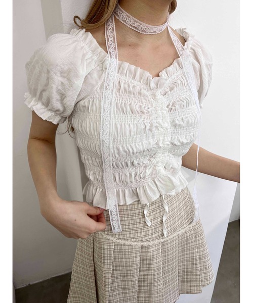 PHILLY（フィリー）の「【PHILLY】シャーリングフリルブラウス（シャツ/ブラウス・レディース・ブラック/ホワイト/アイボリー・FREE）」の12枚目の写真