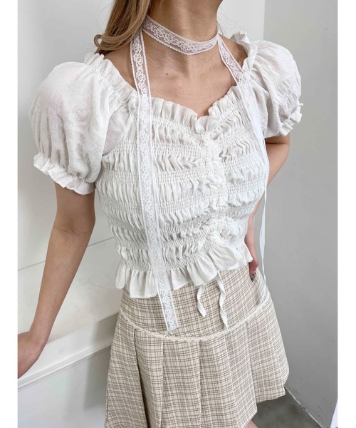 PHILLY（フィリー）の「【PHILLY】シャーリングフリルブラウス（シャツ/ブラウス・レディース・ブラック/ホワイト/アイボリー・FREE）」の14枚目の写真