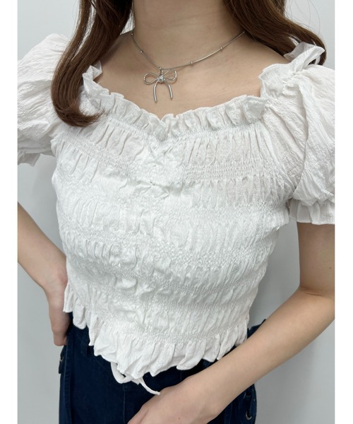 PHILLY（フィリー）の「【PHILLY】シャーリングフリルブラウス（シャツ/ブラウス・レディース・ブラック/ホワイト/アイボリー・FREE）」の19枚目の写真