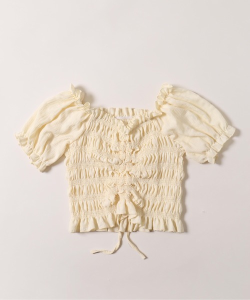 PHILLY（フィリー）の「【PHILLY】シャーリングフリルブラウス（シャツ/ブラウス・レディース・ブラック/ホワイト/アイボリー・FREE）」の11枚目の写真