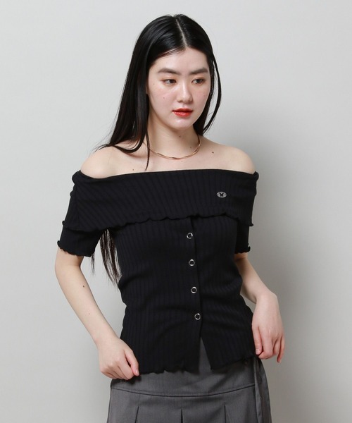 FANCY CLUB（ファンシークラブ）の「NASTY FANCY CLUB／ニットオフショルダーT 2116658（Tシャツ/カットソー・メンズ・ブラック/ベージュ・FREE）」の4枚目の写真