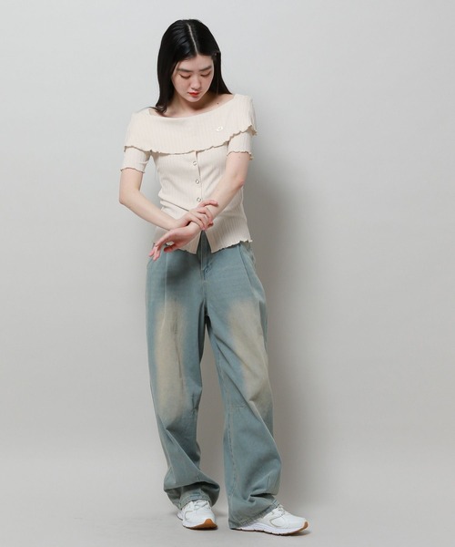 FANCY CLUB（ファンシークラブ）の「NASTY FANCY CLUB／ニットオフショルダーT 2116658（Tシャツ/カットソー・メンズ・ブラック/ベージュ・FREE）」の9枚目の写真
