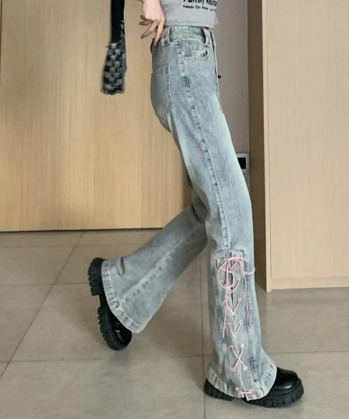 ロングレングスデニムパンツ フレア archive Y2K opium 古着（BURBERRY  