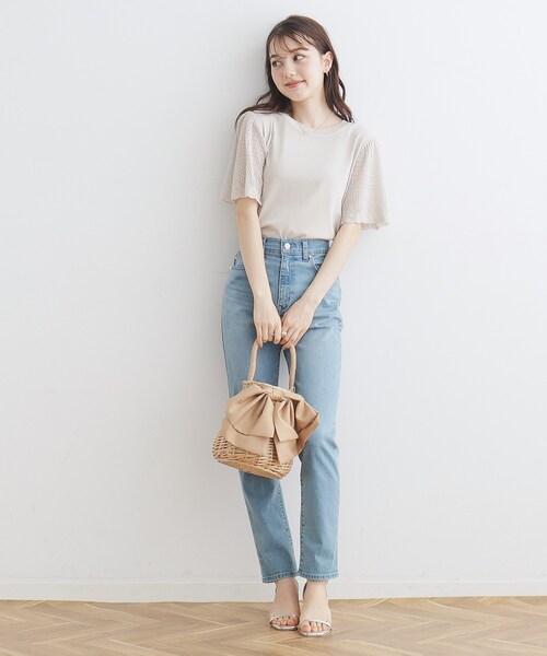 couture brooch(クチュールブローチ)の「◆【接触冷感/UV/アンチピリング】ポイント透かしニットトップス(ニット/セーター・レディース・ブラック/ライトブルー/ライトグレー/サンドベージュ・38/42)」の13枚目の写真