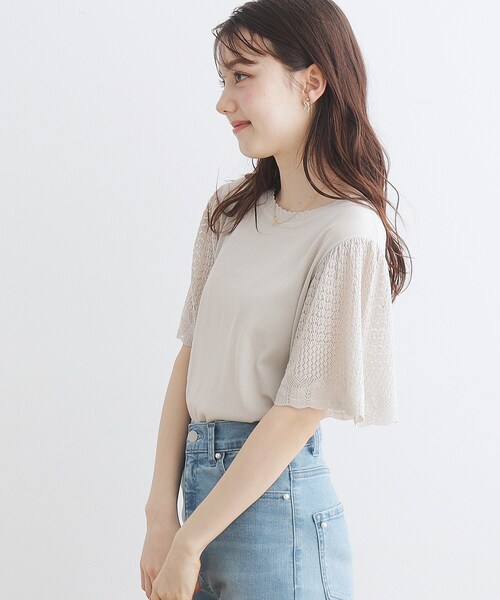 couture brooch(クチュールブローチ)の「◆【接触冷感/UV/アンチピリング】ポイント透かしニットトップス(ニット/セーター・レディース・ブラック/ライトブルー/ライトグレー/サンドベージュ・38/42)」の9枚目の写真