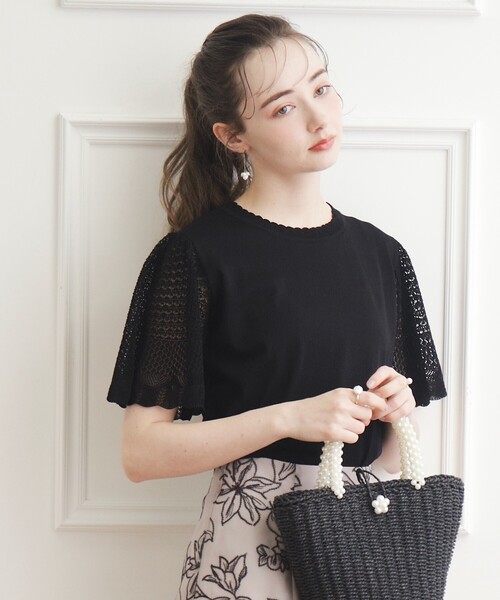 couture brooch(クチュールブローチ)の「◆【接触冷感/UV/アンチピリング】ポイント透かしニットトップス(ニット/セーター・レディース・ブラック/ライトブルー/ライトグレー/サンドベージュ・38/42)」の22枚目の写真