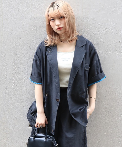 DOUBLE NAME（ダブルネーム）の「綿麻ゆるジャケット（その他アウター・レディース・ピンク/ブラック/オフホワイト・FREE）」の20枚目の写真