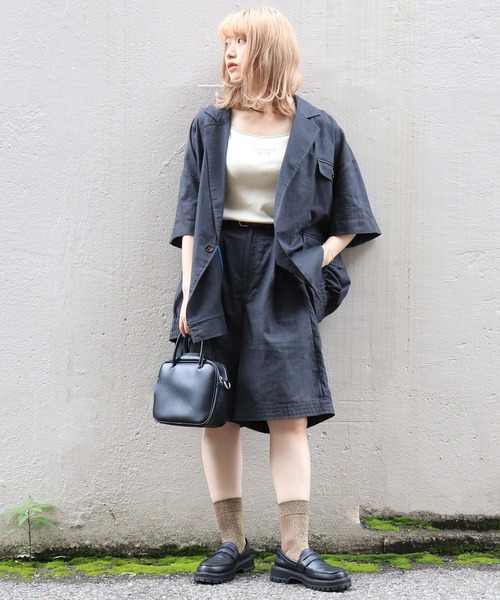 DOUBLE NAME（ダブルネーム）の「綿麻ゆるジャケット（その他アウター・レディース・ピンク/ブラック/オフホワイト・FREE）」の21枚目の写真