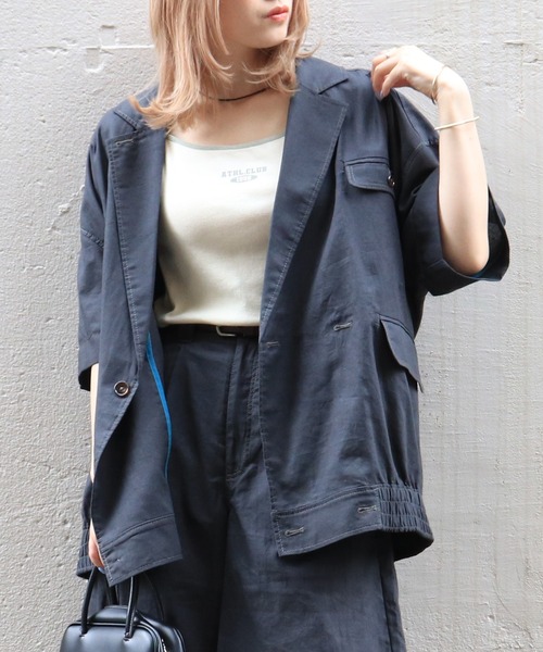 DOUBLE NAME（ダブルネーム）の「綿麻ゆるジャケット（その他アウター・レディース・ピンク/ブラック/オフホワイト・FREE）」の16枚目の写真