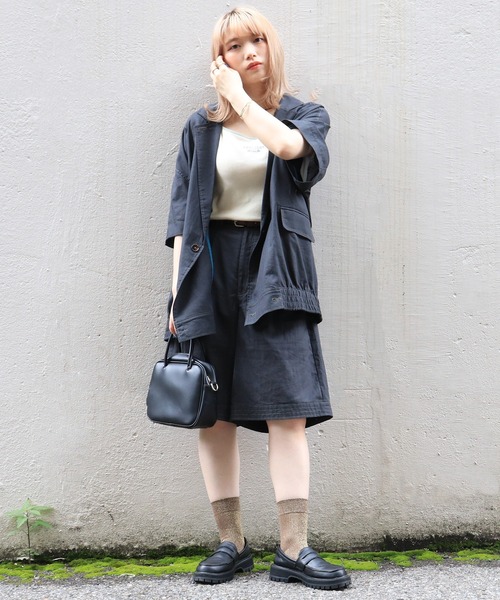 DOUBLE NAME（ダブルネーム）の「綿麻ゆるジャケット（その他アウター・レディース・ピンク/ブラック/オフホワイト・FREE）」の10枚目の写真