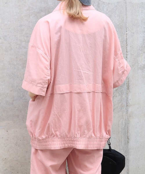 DOUBLE NAME（ダブルネーム）の「綿麻ゆるジャケット（その他アウター・レディース・ピンク/ブラック/オフホワイト・FREE）」の5枚目の写真
