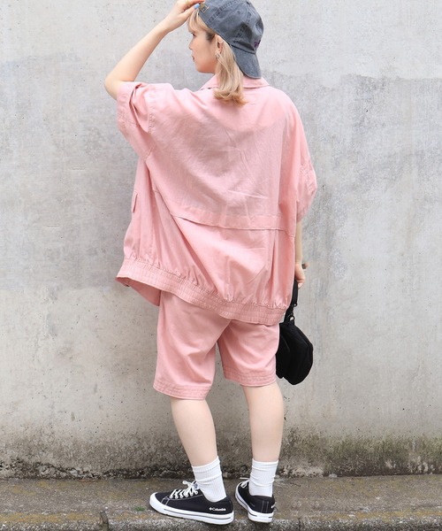 DOUBLE NAME（ダブルネーム）の「綿麻ゆるジャケット（その他アウター・レディース・ピンク/ブラック/オフホワイト・FREE）」の6枚目の写真