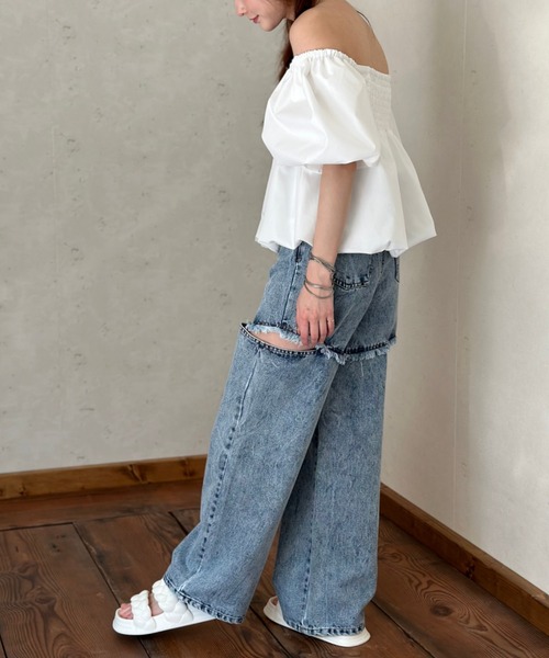 Per sist ence（パーシエンス）の「ブロード2WAYボリューム袖バルーンブラウス（シャツ/ブラウス・レディース・ブラック/オフホワイト/ブルー・FREE）」の12枚目の写真