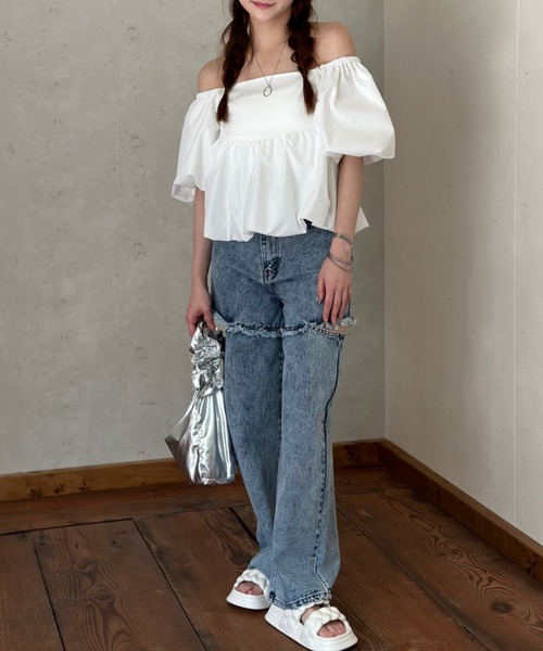 Per sist ence（パーシエンス）の「ブロード2WAYボリューム袖バルーンブラウス（シャツ/ブラウス・レディース・ブラック/オフホワイト/ブルー・FREE）」の15枚目の写真