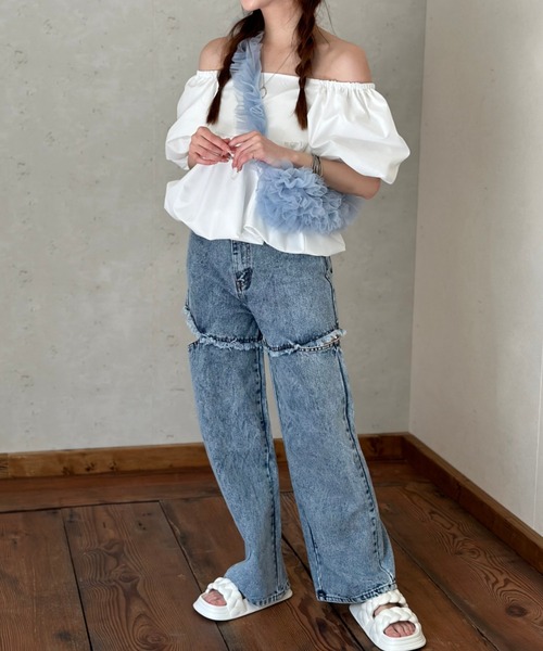 Per sist ence（パーシエンス）の「ブロード2WAYボリューム袖バルーンブラウス（シャツ/ブラウス・レディース・ブラック/オフホワイト/ブルー・FREE）」の17枚目の写真