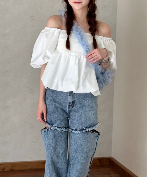 Per sist ence（パーシエンス）の「ブロード2WAYボリューム袖バルーンブラウス（シャツ/ブラウス・レディース・ブラック/オフホワイト/ブルー・FREE）」の21枚目の写真