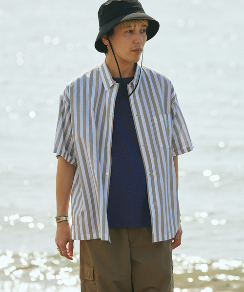 JOURNAL STANDARD relume（ジャーナルスタンダード　レリューム）の「Singla textiles マルチストライプ半袖シャツ By India（シャツ/ブラウス・メンズ・ブラウン系その他/ベージュ/ブルー系その他・MEDIUM/LARGE）」の19枚目の写真