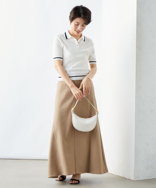 NOLLEY'S（ノーリーズ）の「《手洗い可能》ポロ衿 配色半袖ケーブル