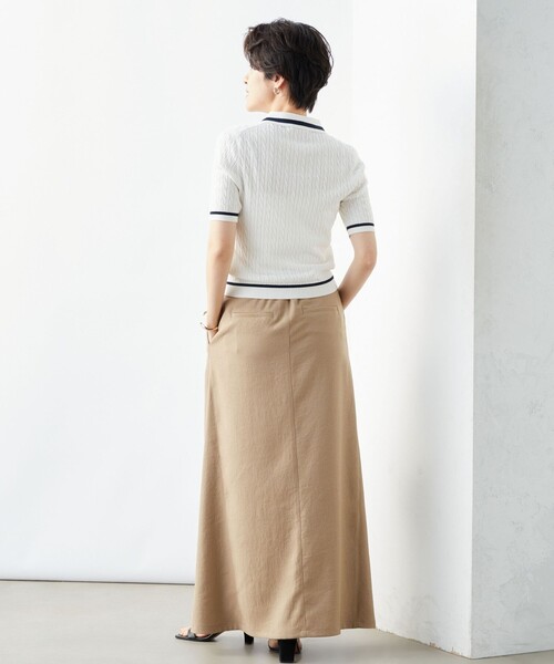 NOLLEY’S（ノーリーズ）の「《手洗い可能》ポロ衿 配色半袖ケーブルプルオーバーニット（ニット/セーター・レディース・ブルー系その他7/ホワイト系その他4・38）」の15枚目の写真