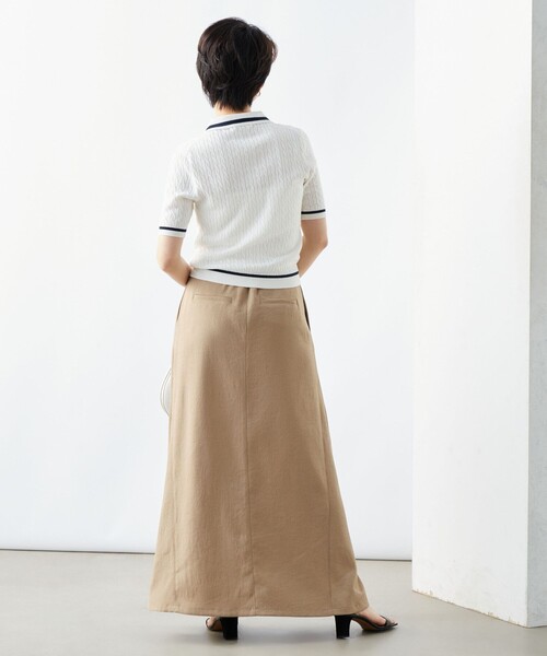 NOLLEY’S（ノーリーズ）の「《手洗い可能》ポロ衿 配色半袖ケーブルプルオーバーニット（ニット/セーター・レディース・ブルー系その他7/ホワイト系その他4・38）」の17枚目の写真