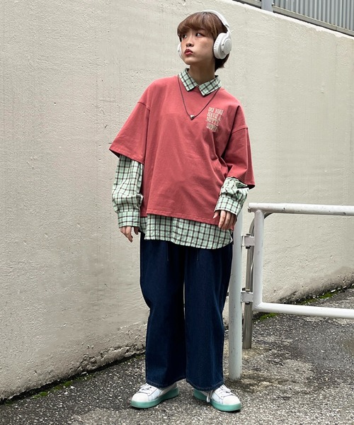 DOUBLE NAME（ダブルネーム）の「POPCORN BOX BACK刺繍TEE/ユニセックス（Tシャツ/カットソー・レディース・レッド/ネイビー/オフホワイト・FREE）」の5枚目の写真