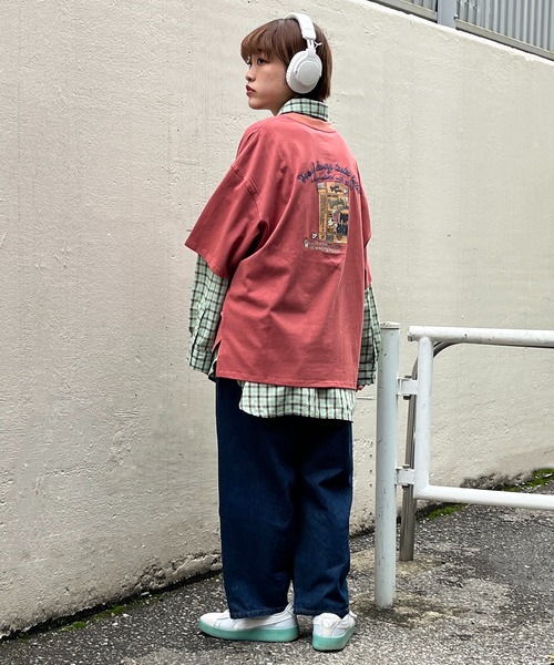 DOUBLE NAME（ダブルネーム）の「POPCORN BOX BACK刺繍TEE/ユニセックス（Tシャツ/カットソー・レディース・レッド/ネイビー/オフホワイト・FREE）」の4枚目の写真