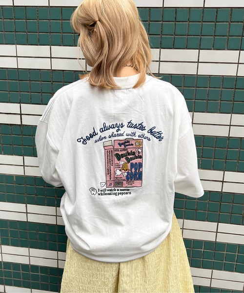 DOUBLE NAME（ダブルネーム）の「POPCORN BOX BACK刺繍TEE/ユニセックス（Tシャツ/カットソー・レディース・レッド/ネイビー/オフホワイト・FREE）」の17枚目の写真