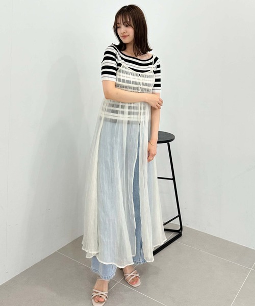 archives（アルシーヴ）の「リンクルシャイニーレイヤードキャミワンピース（ワンピース・レディース・ブラック/アイボリー/シルバーグレー・MEDIUM）」の2枚目の写真